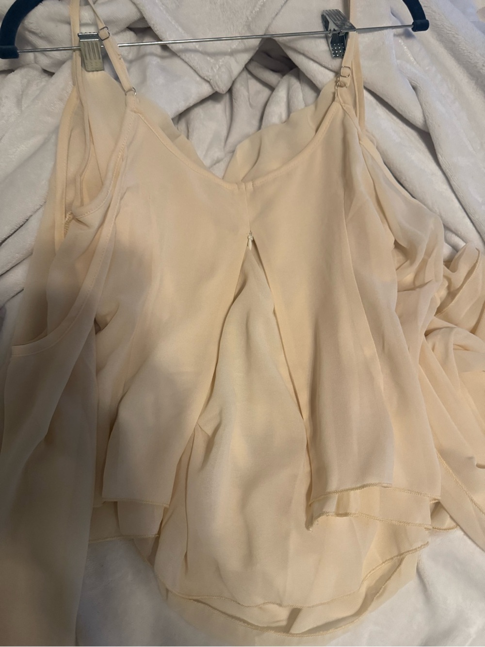 SHEIN Cream Asymmetrical Draped Skirt with Sheer Panels - Picture 3 of 4